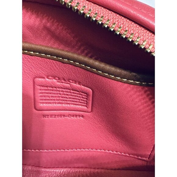 Coach Small Camera Bag Leather Crossbody Purse Quilted Pink - Picture 10 of 15